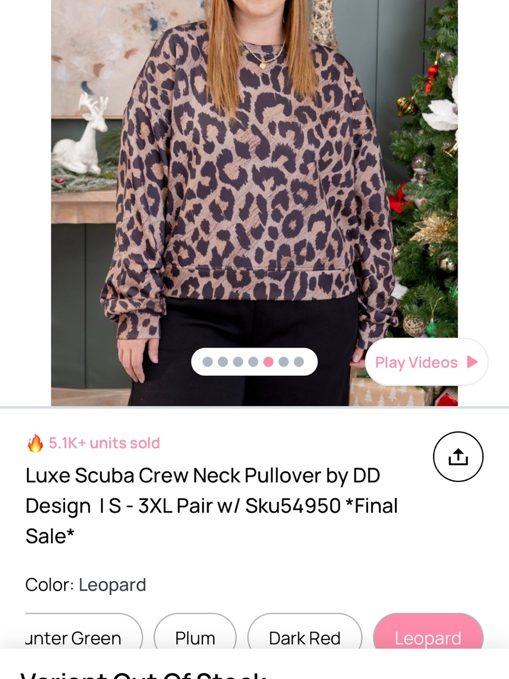 DD Design Leopard Print Luxe Scuba Crew Neck Pullover - Leopard